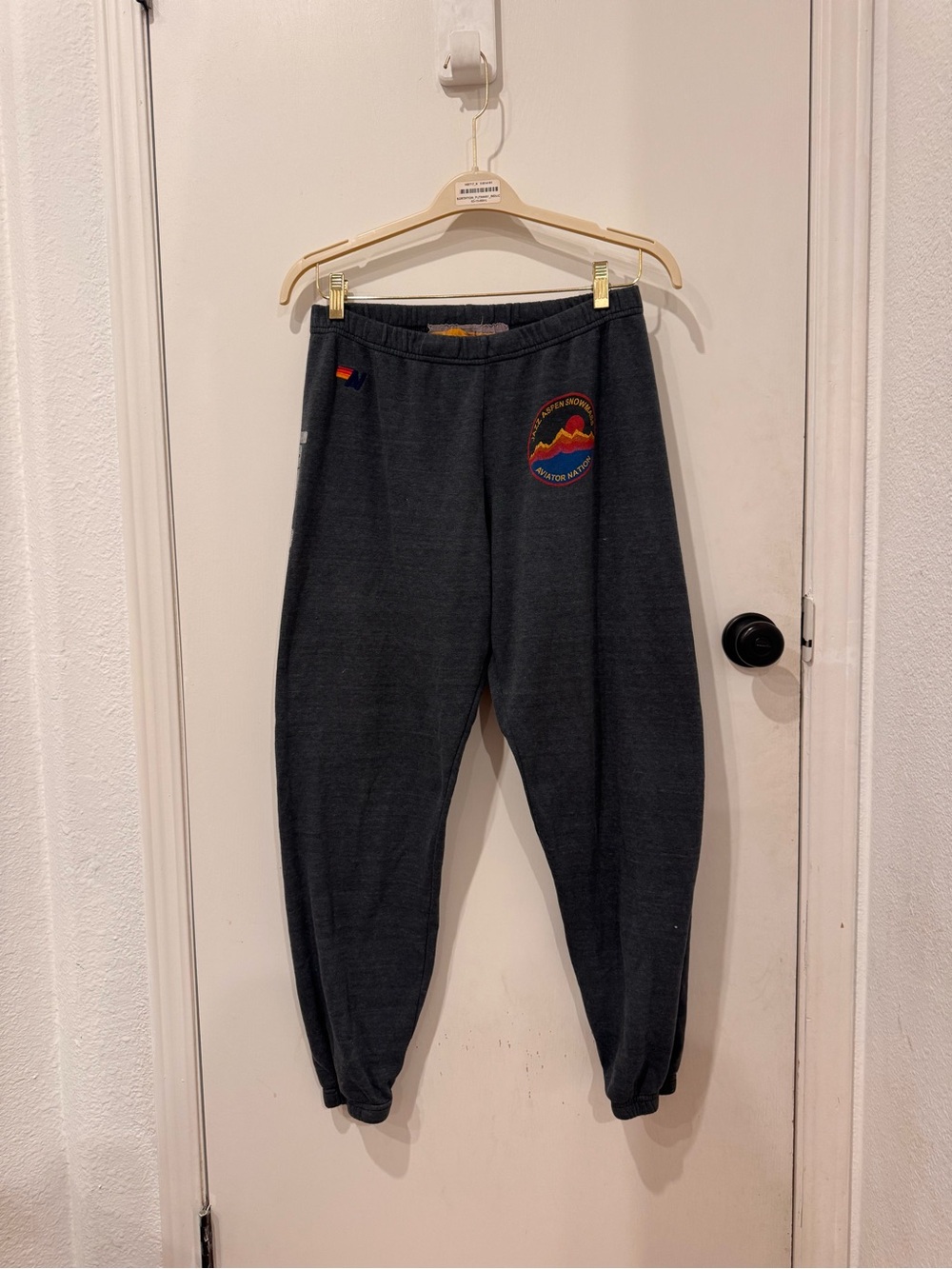 Aviator Nation Charcoal Sweat Joggers with Multicolor Patch size L unisex